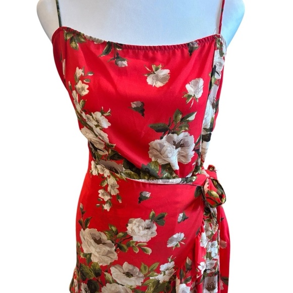 Free People Intimately Floral Wrap Dress Spaghetti Straps Ruffle Hem Mini Size m - Picture 2 of 12